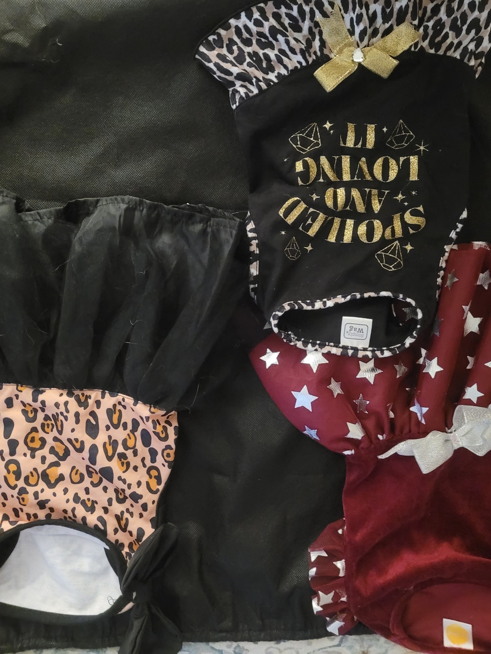 Mixed Dog Dress  Lot with Leopard, Stars & Gold Accents